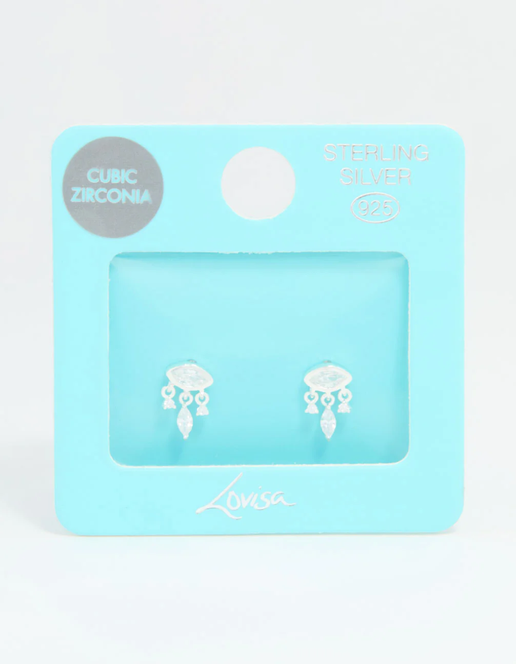 Sterling Silver Cubic Zirconia Evil Eye Drop Stud Earrings - Image 5