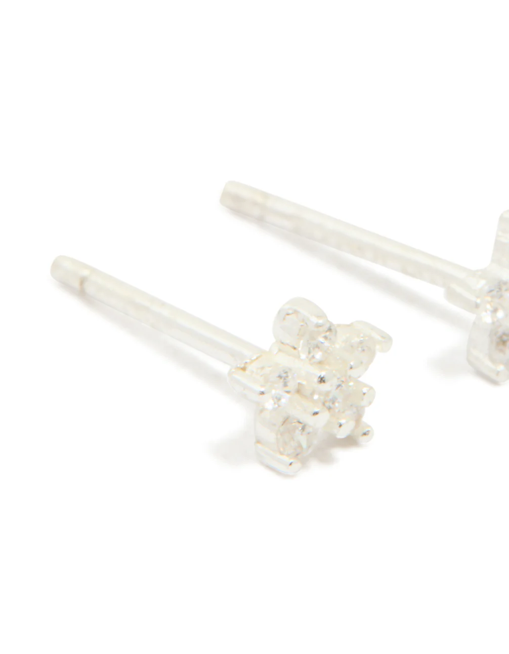 Sterling Silver Cubic Zirconia Flower Stud Earrings - Image 4