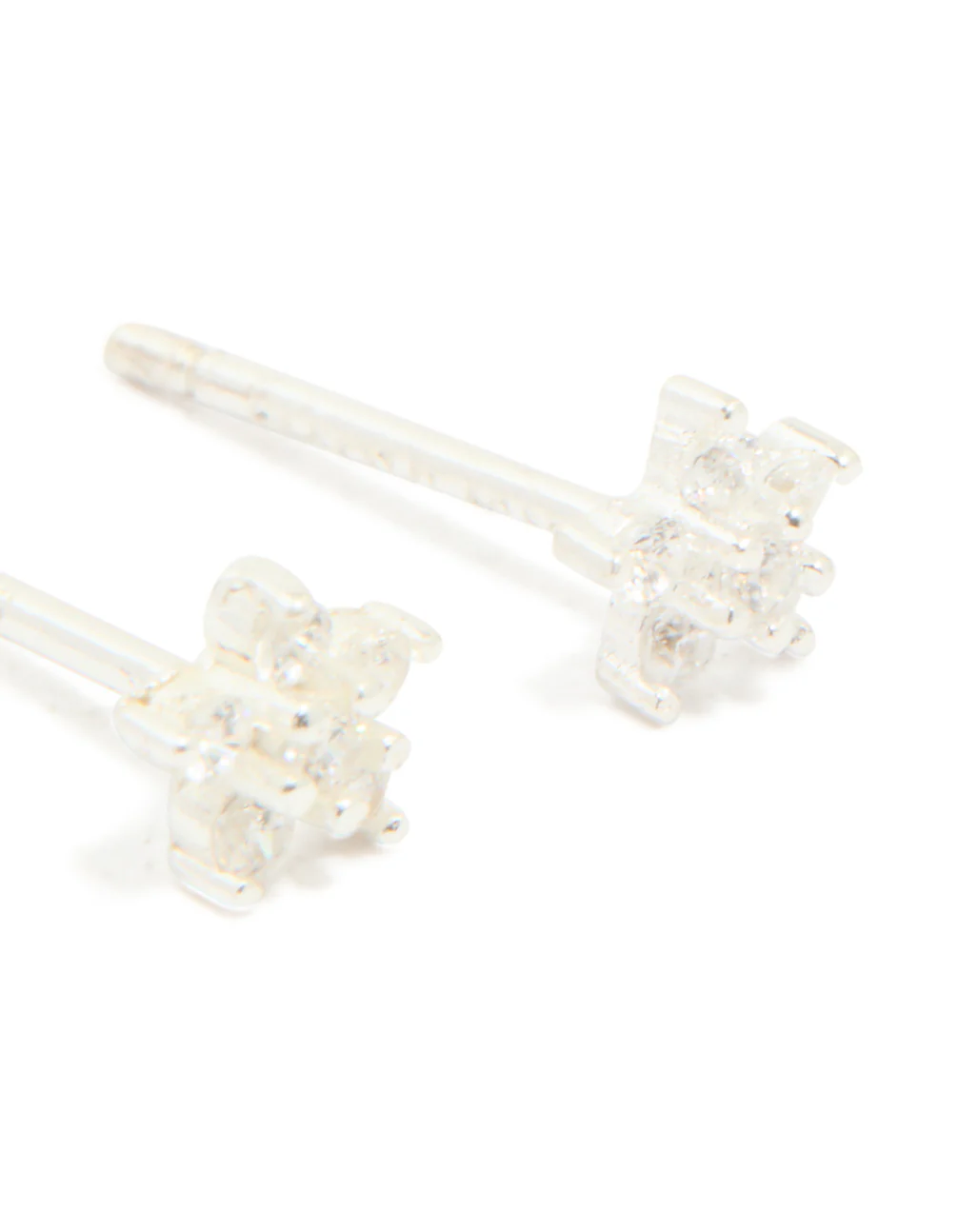 Sterling Silver Cubic Zirconia Flower Stud Earrings - Image 5