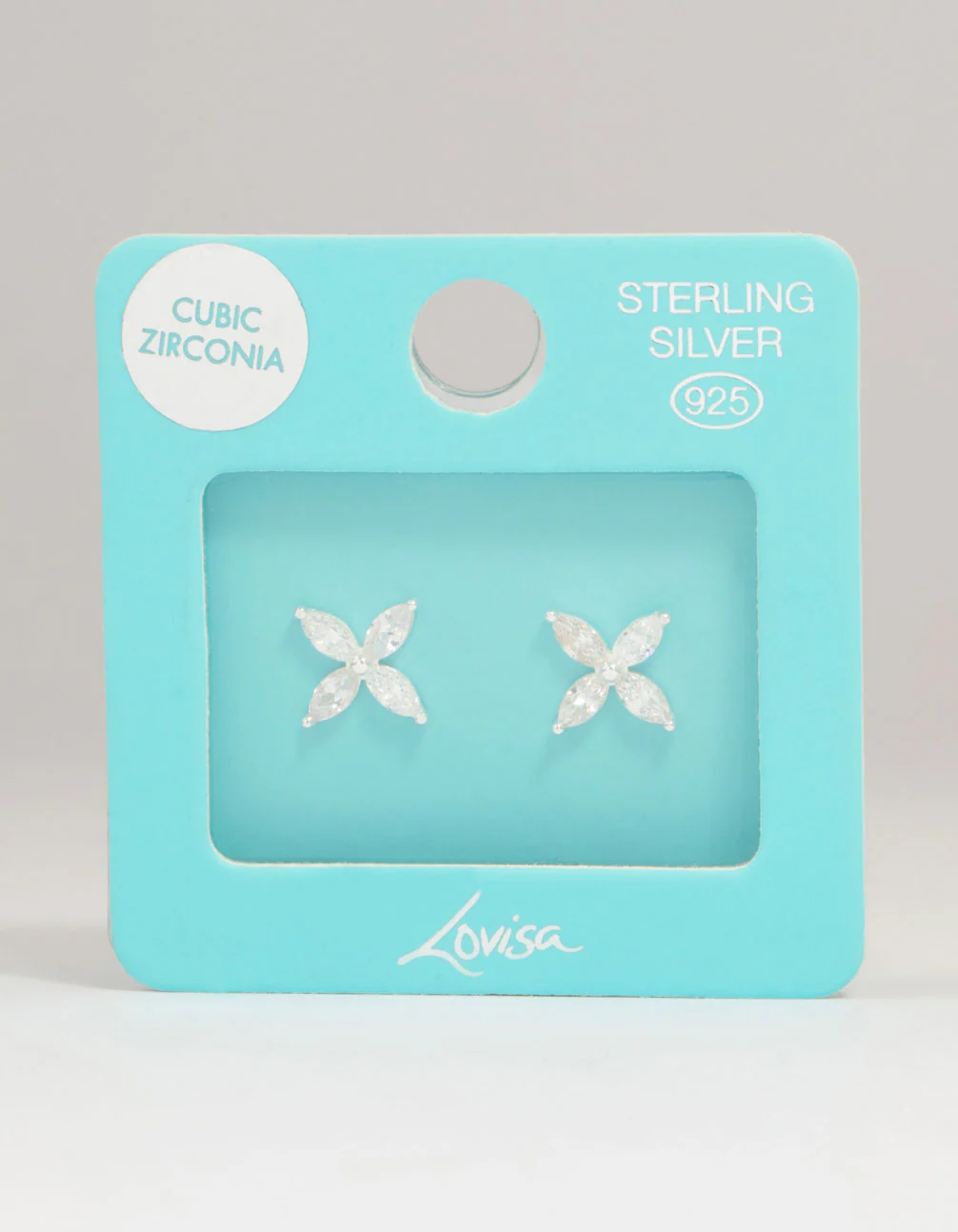 Sterling Silver Cubic Zirconia Flower Stud Earrings - Image 5