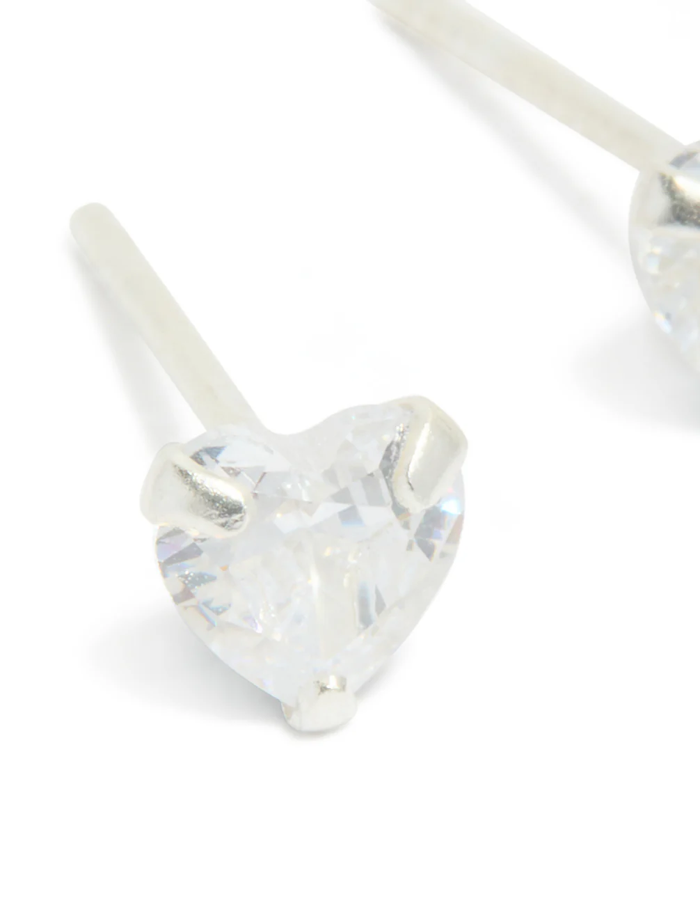 Sterling Silver Cubic Zirconia Heart Stud Earrings - Image 4