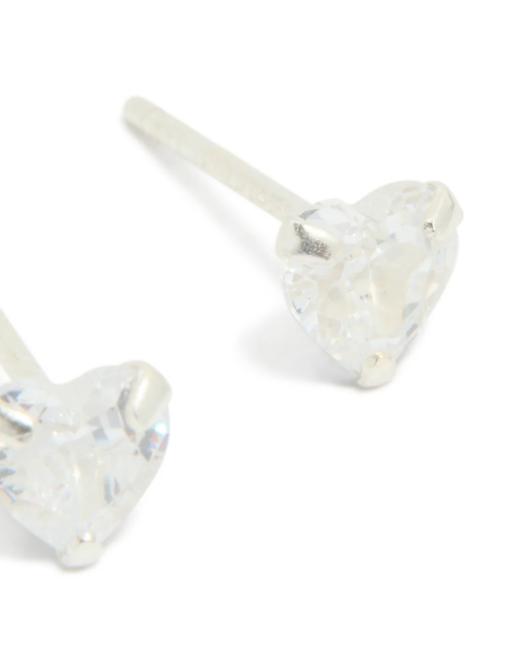 Sterling Silver Cubic Zirconia Heart Stud Earrings - Image 5