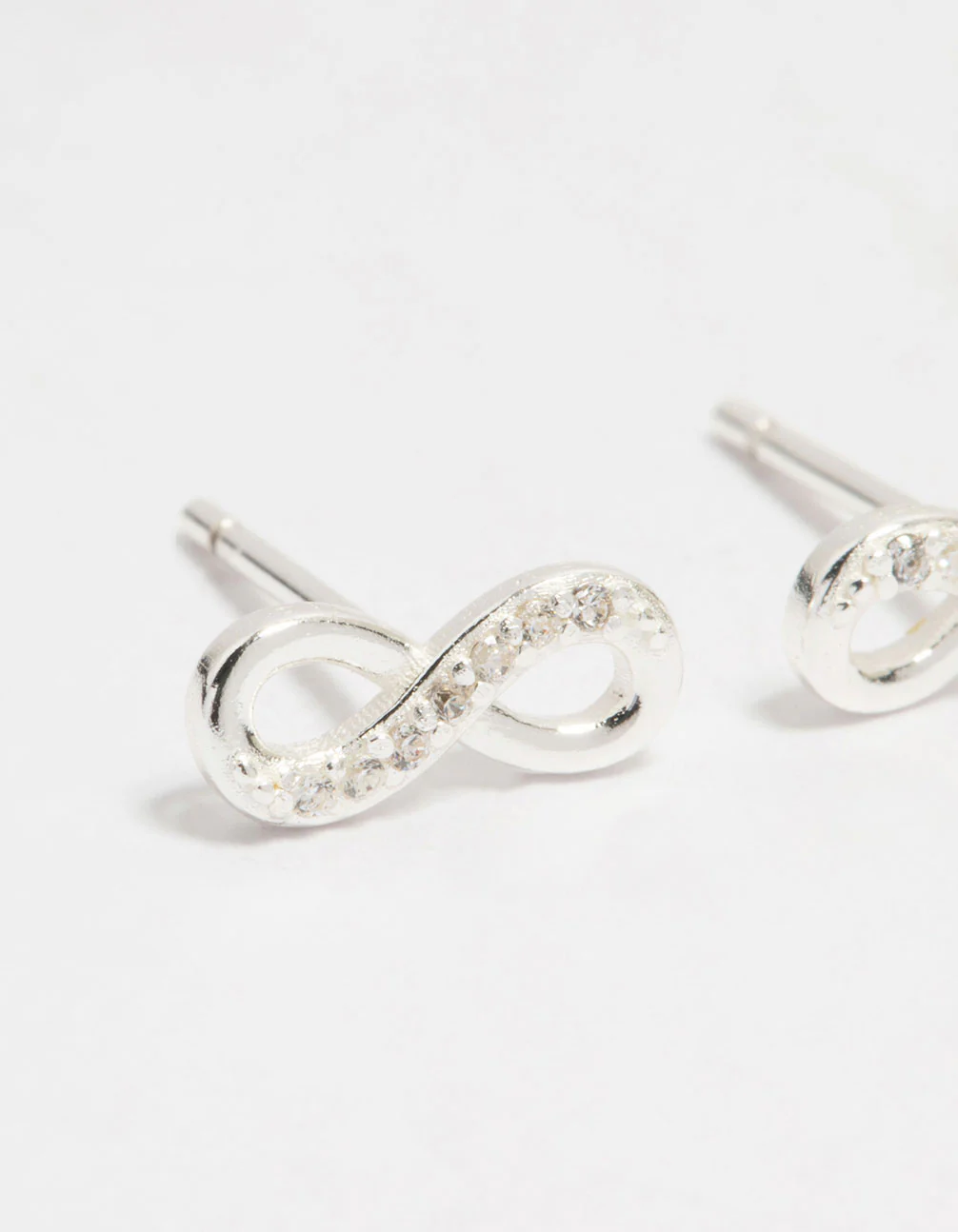Sterling Silver Cubic Zirconia Infinity Stud Earrings - Image 4