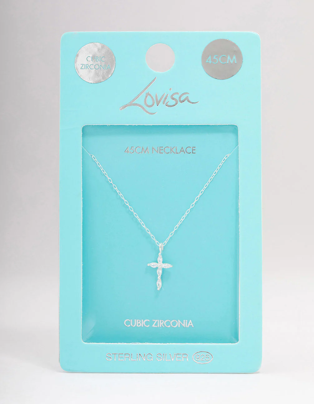 Sterling Silver Cubic Zirconia Marquise Cross Necklace - Image 3