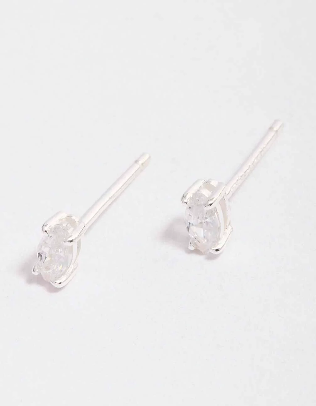 Sterling Silver Cubic Zirconia Marquise Stud Earrings - Image 2