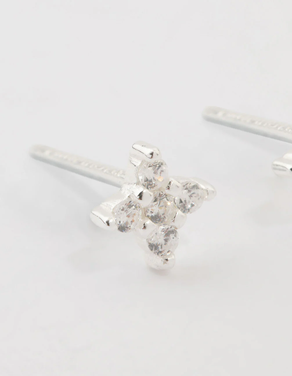 Sterling Silver Cubic Zirconia Micro Flower Stud Earrings - Image 4
