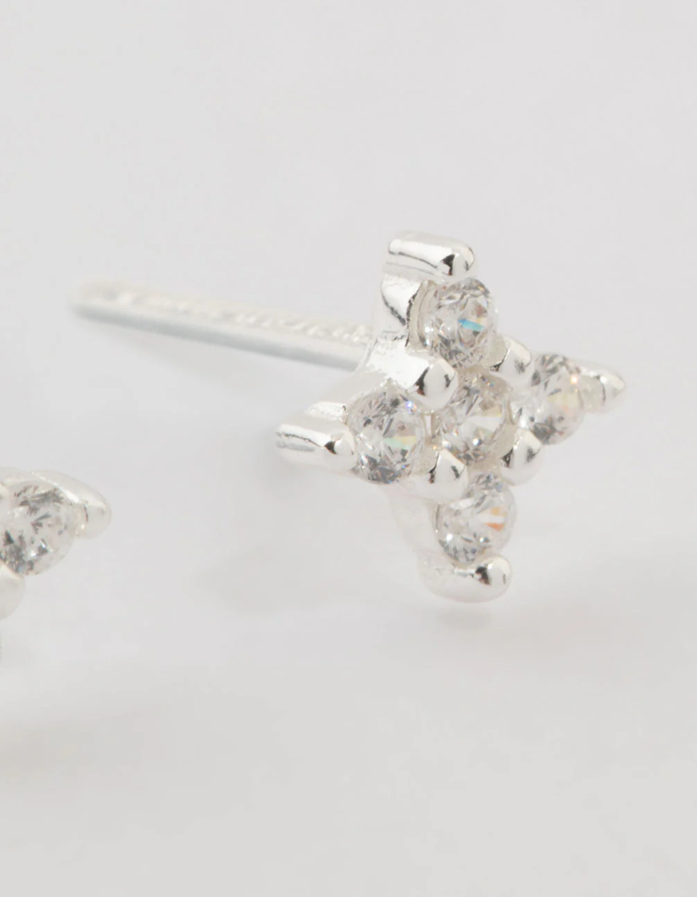 Sterling Silver Cubic Zirconia Micro Flower Stud Earrings - Image 5
