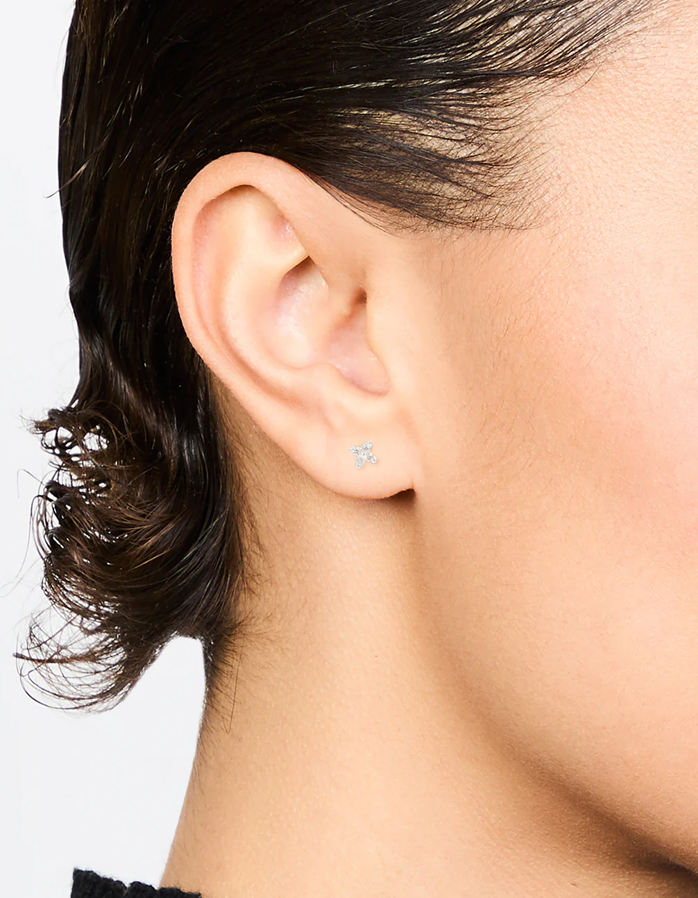 Sterling Silver Cubic Zirconia Micro Flower Stud Earrings - Image 2