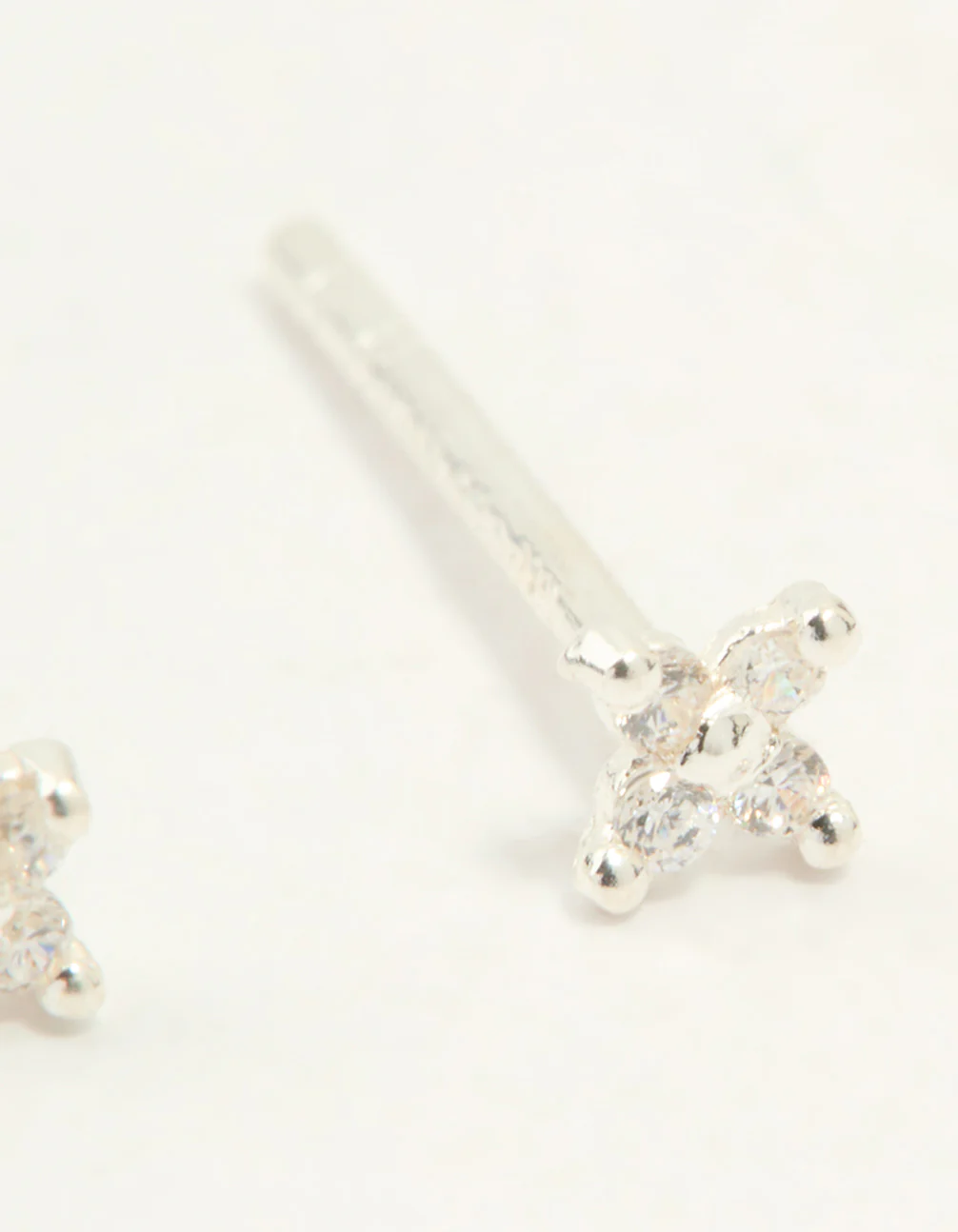 Sterling Silver Cubic Zirconia Micro Flower Stud Earrings - Image 5