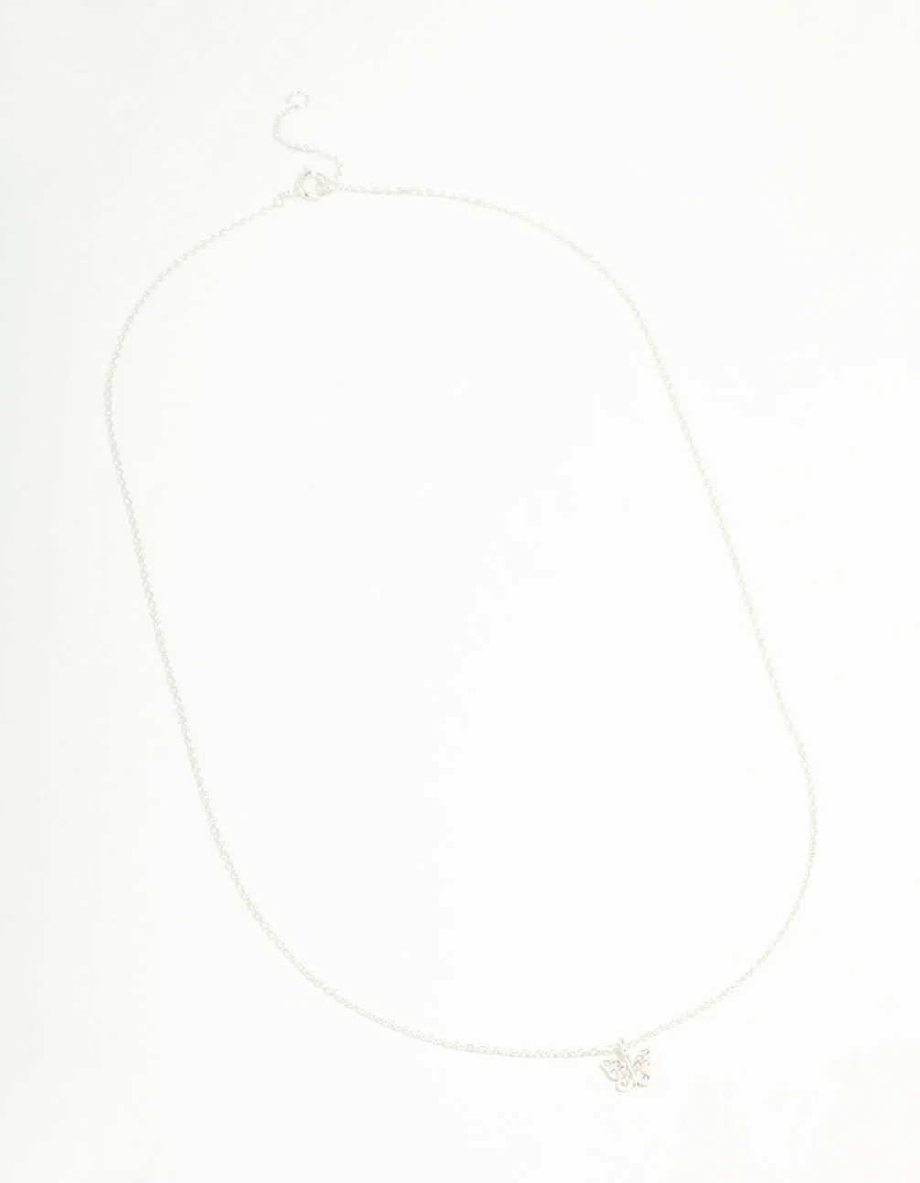 Sterling Silver Cubic Zirconia Mini Butterfly Necklace - Image 2
