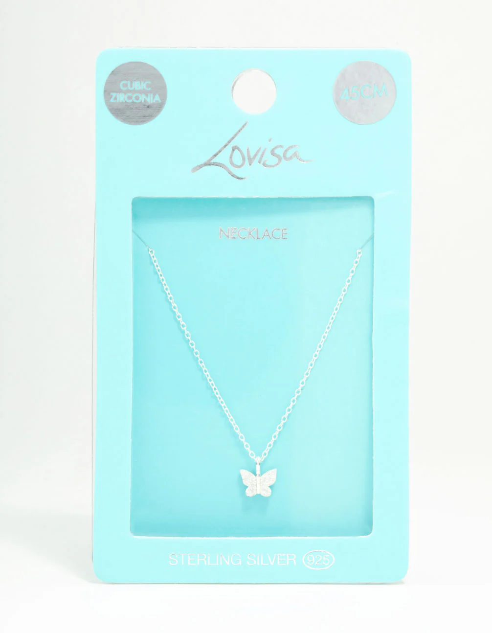 Sterling Silver Cubic Zirconia Mini Butterfly Necklace - Image 3