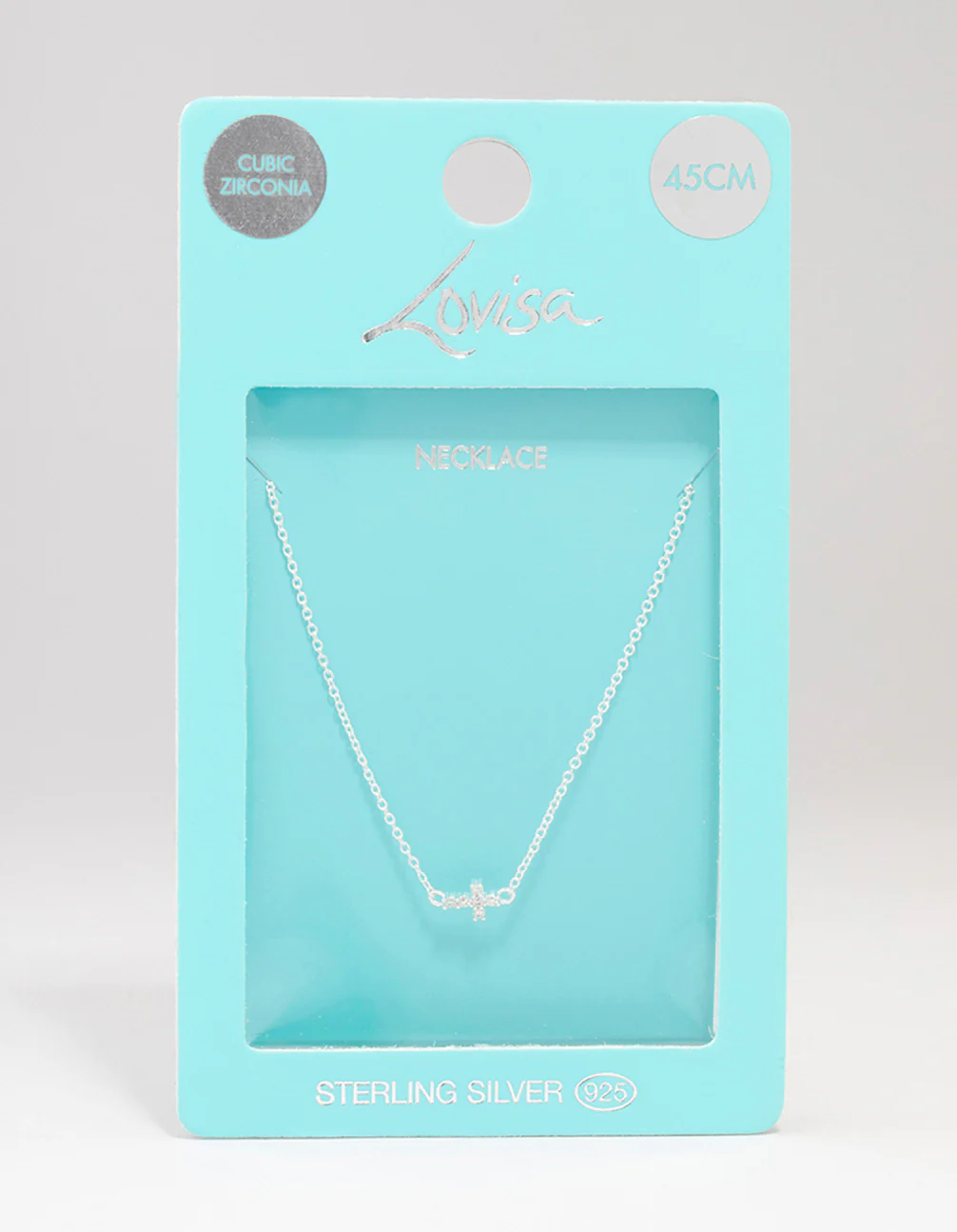 Sterling Silver Cubic Zirconia Mini Cross Pendant Necklace - Image 3