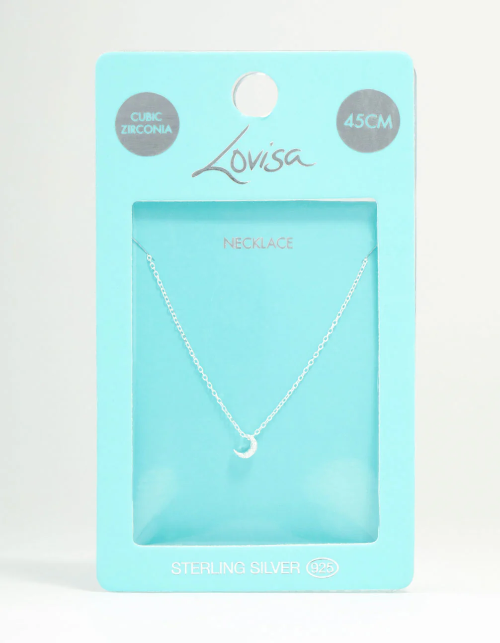 Sterling Silver Cubic Zirconia Moon Necklace - Image 3