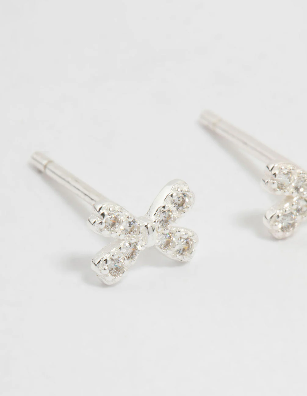Sterling Silver Cubic Zirconia Pavé Bow Stud Earrings - Image 4