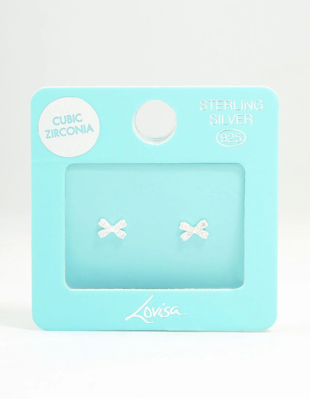 Sterling Silver Cubic Zirconia Pavé Bow Stud Earrings - Image 5