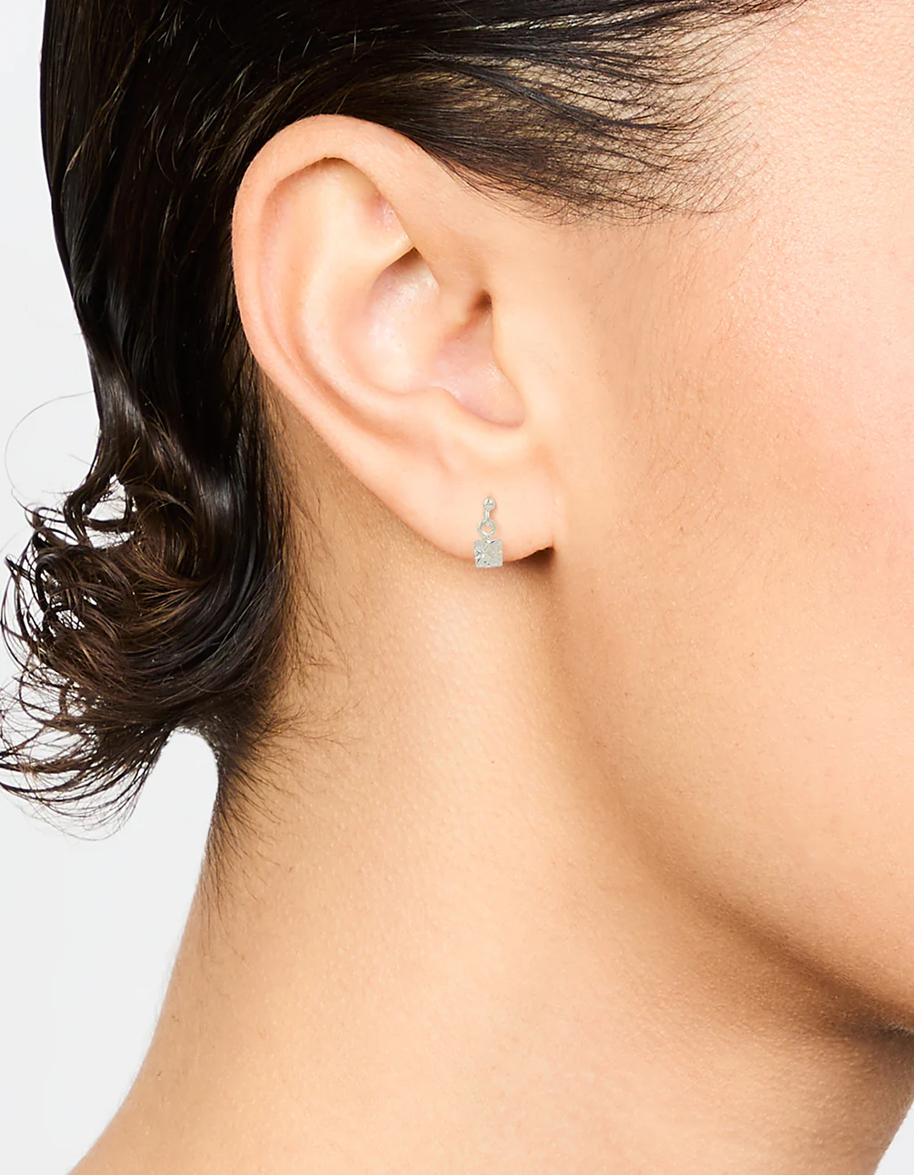Sterling Silver Cubic Zirconia Princess Cut Drop Earrings - Image 2