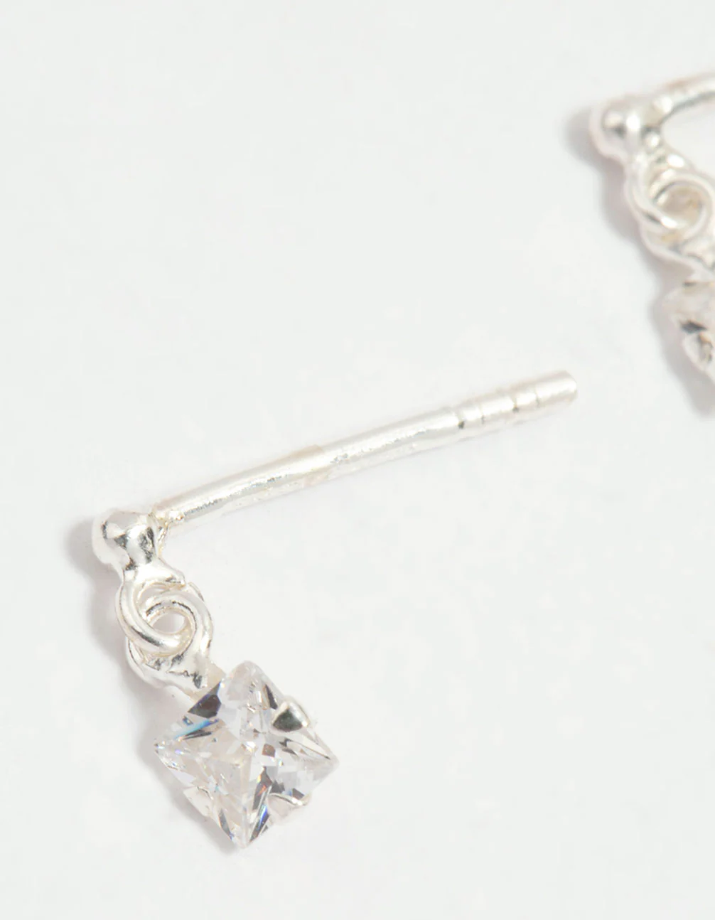 Sterling Silver Cubic Zirconia Princess Cut Drop Earrings - Image 4