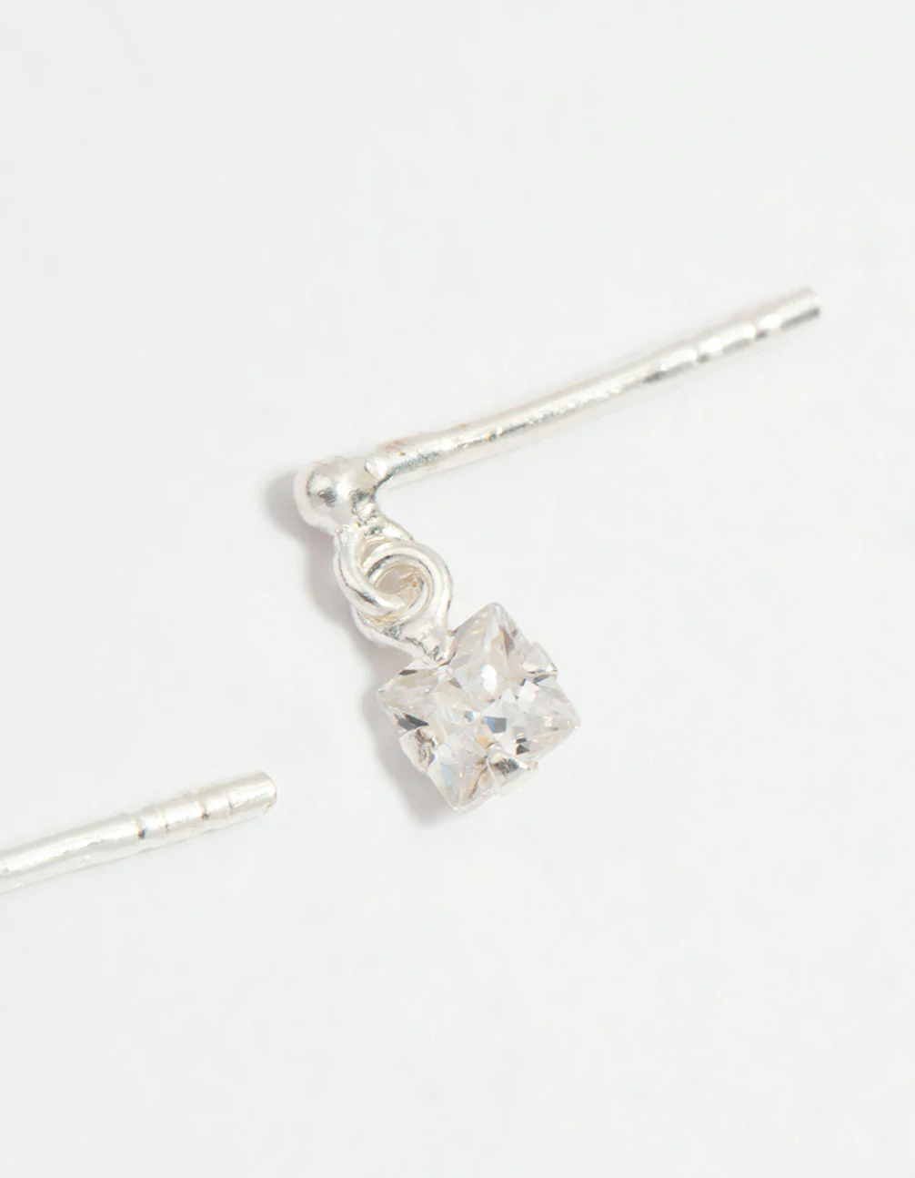 Sterling Silver Cubic Zirconia Princess Cut Drop Earrings - Image 5
