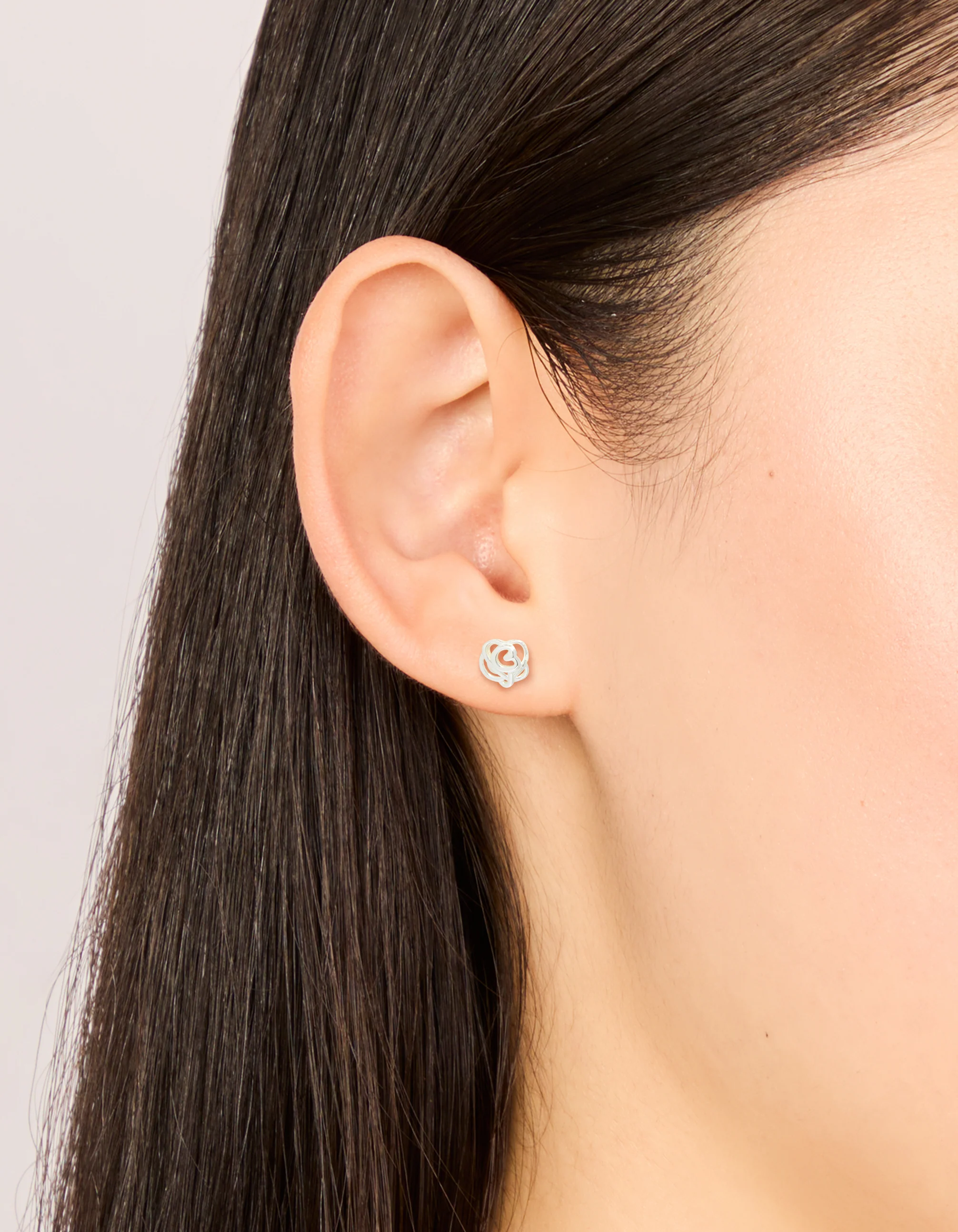 Sterling Silver Cubic Zirconia Rose Stud Earrings - Image 2