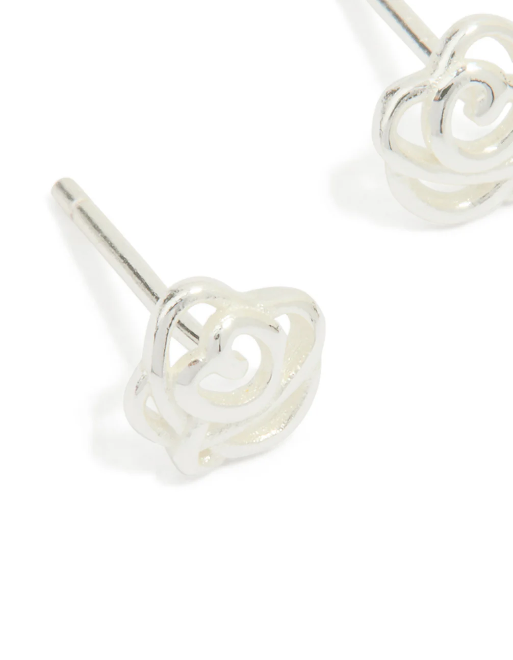 Sterling Silver Cubic Zirconia Rose Stud Earrings - Image 4