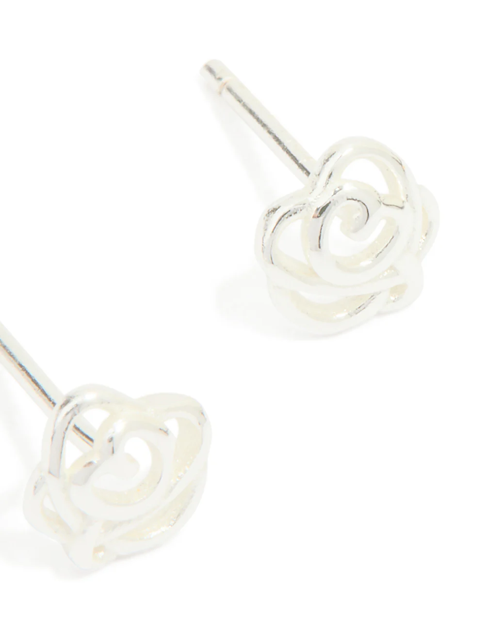 Sterling Silver Cubic Zirconia Rose Stud Earrings - Image 5