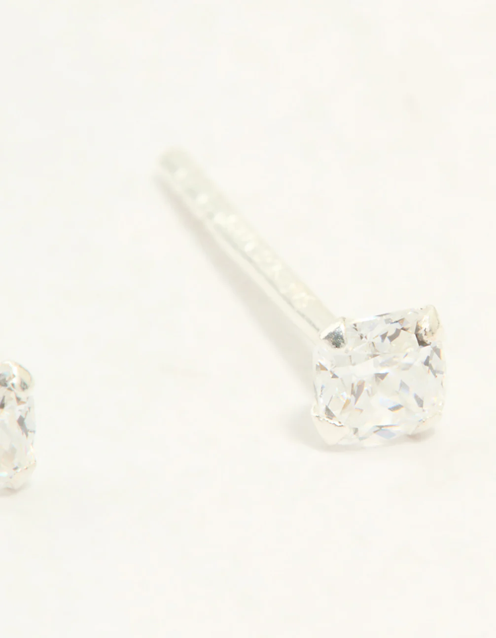 Sterling Silver Cubic Zirconia Small Princess Cut Stud Earrings - Image 5