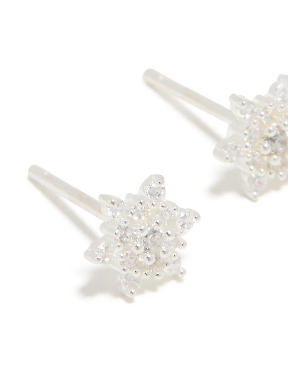 Sterling Silver Cubic Zirconia Snowflake Stud Earrings - Image 2