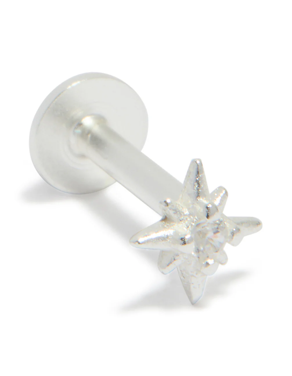 Sterling Silver Cubic Zirconia Starburst Single Flat Back Stud - Image 2