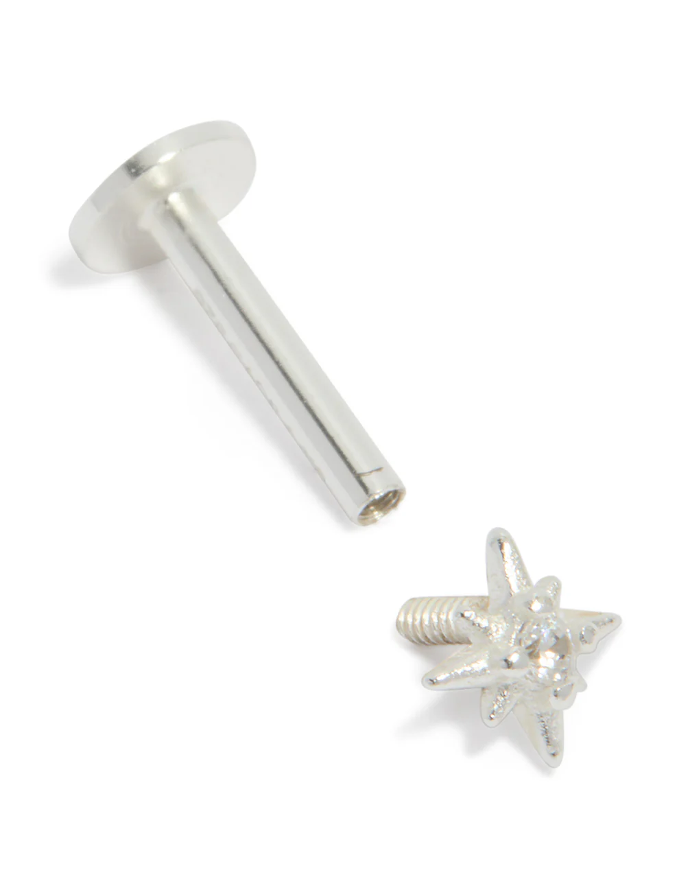 Sterling Silver Cubic Zirconia Starburst Single Flat Back Stud - Image 3