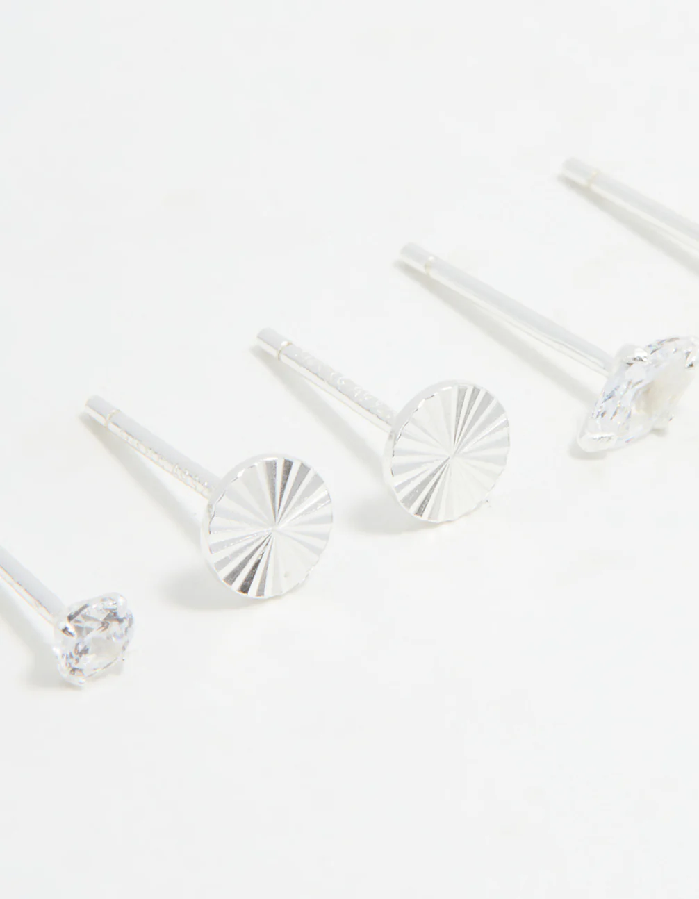 Sterling Silver Cubic Zirconia Stud Earrings 3-Pack - Image 4