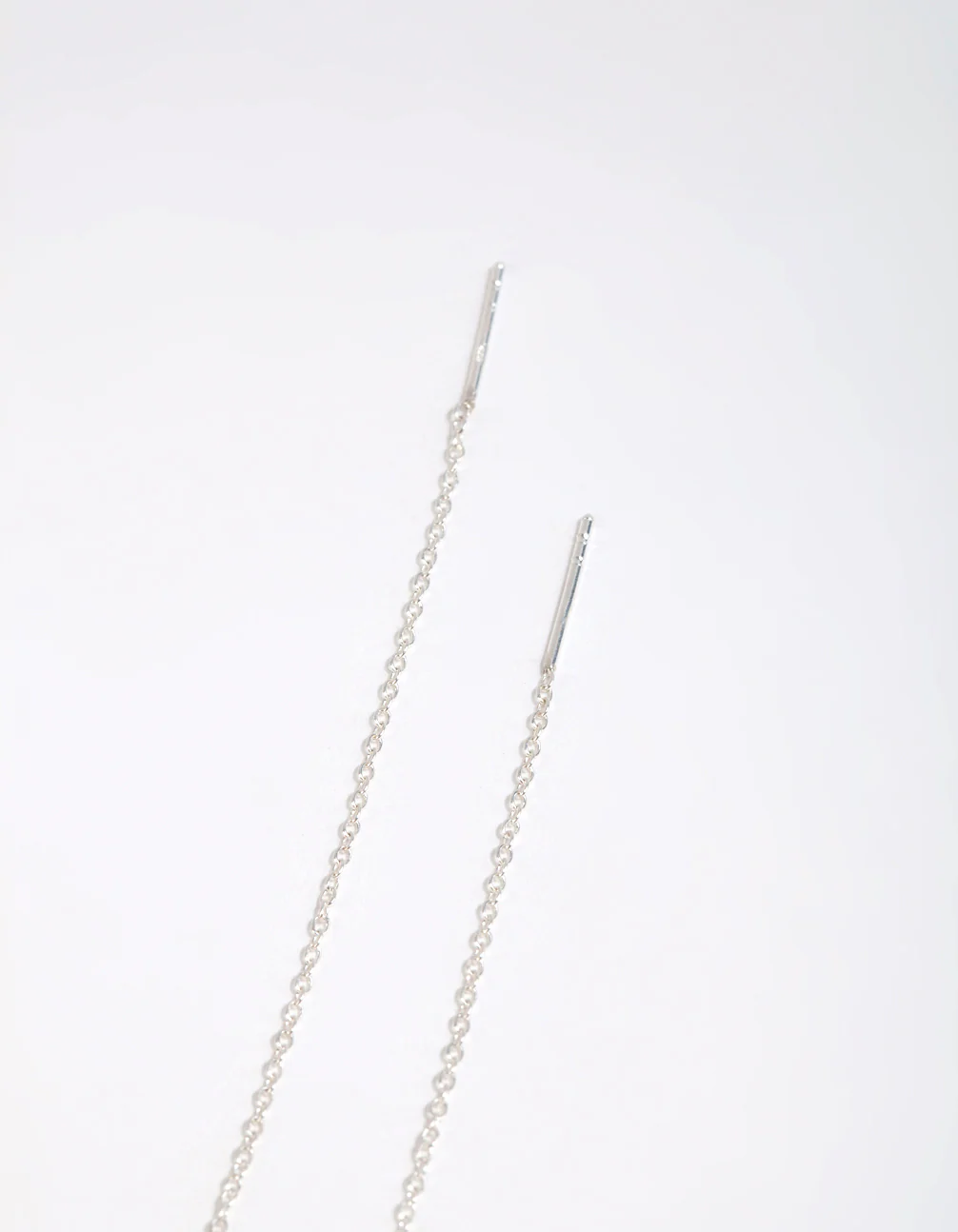 Sterling Silver Cubic Zirconia Teardrop Thread Through Earrings - Image 3