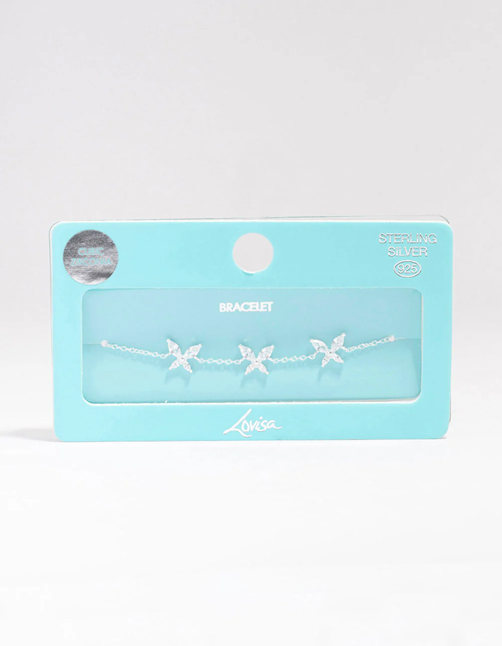 Sterling Silver Cubic Zirconia Triangular Butterfly Bracelet - Image 3