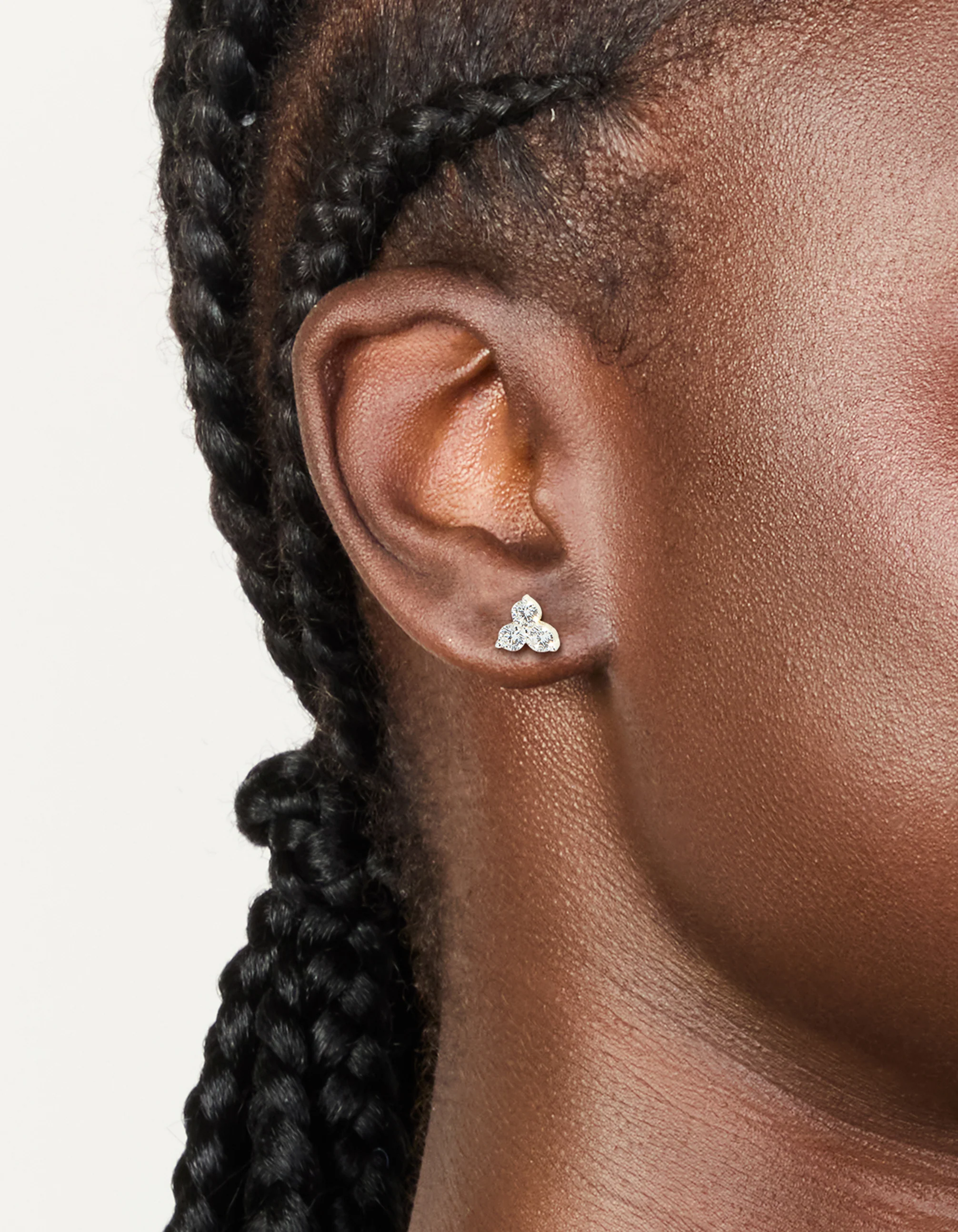 Sterling Silver Cubic Zirconia Trio Stud Earrings - Image 2