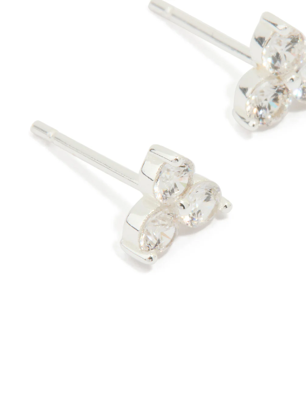 Sterling Silver Cubic Zirconia Trio Stud Earrings - Image 4