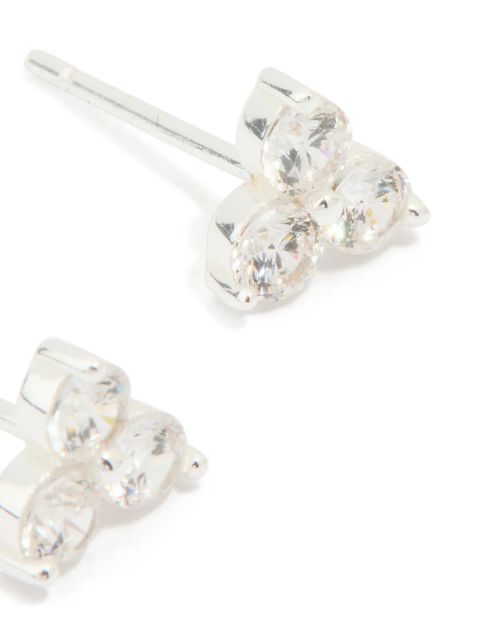 Sterling Silver Cubic Zirconia Trio Stud Earrings - Image 5