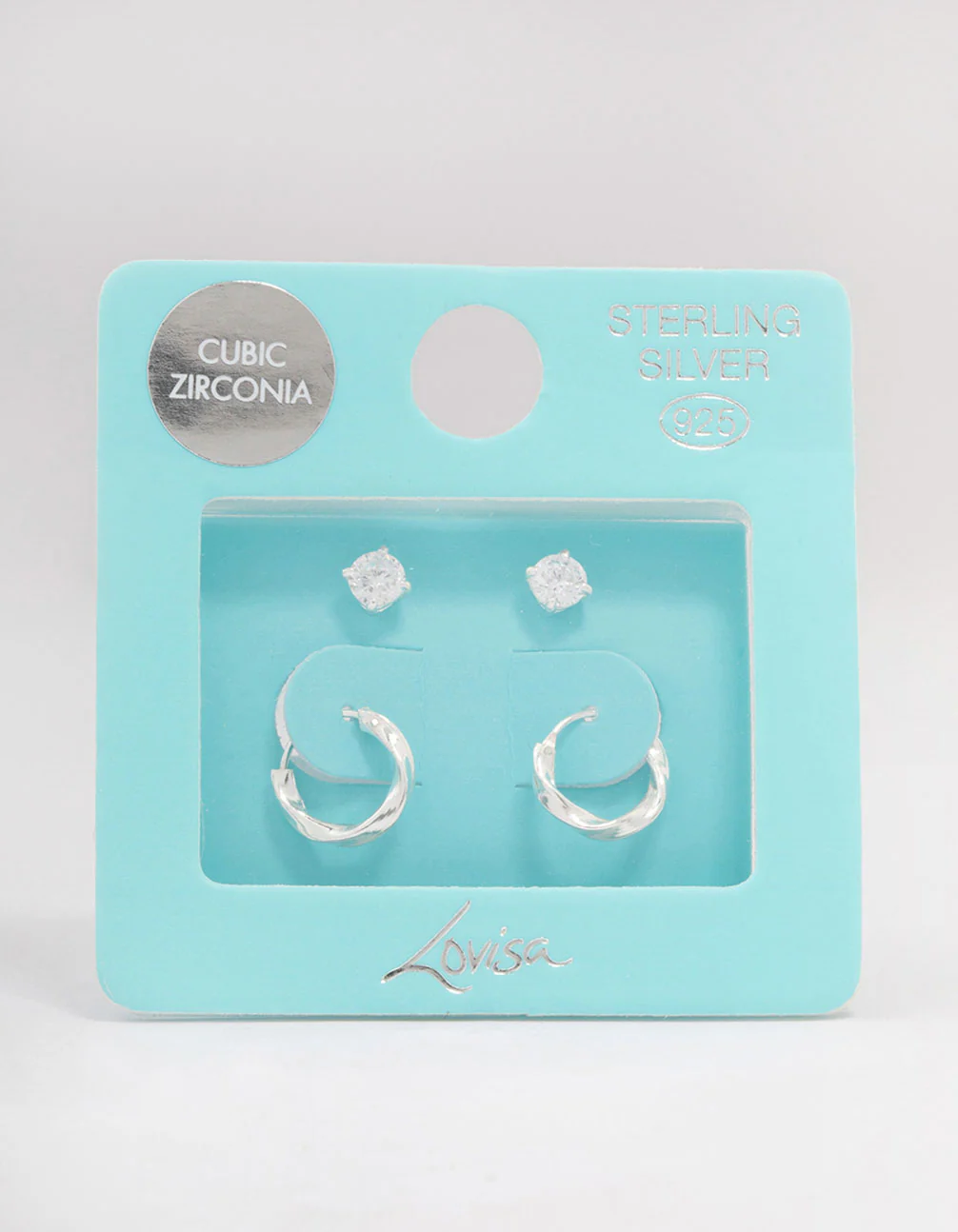 Sterling Silver Cubic Zirconia & Twisted Hoop Earrings - Image 4