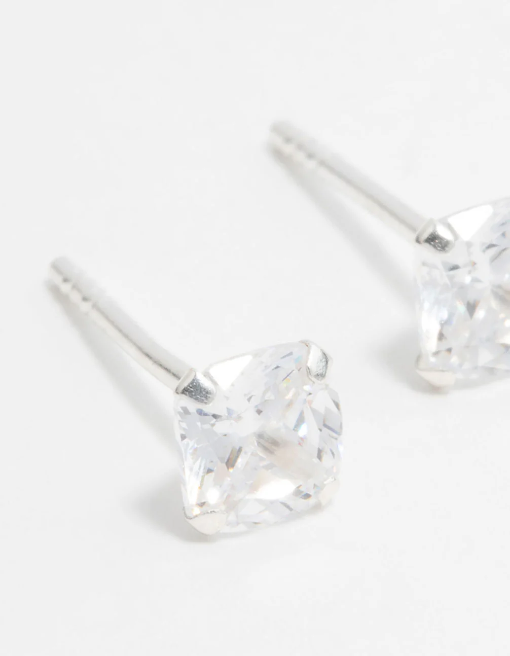 Sterling Silver Cubic Zirconia Cushion Cut  Stud Earrings - Image 4