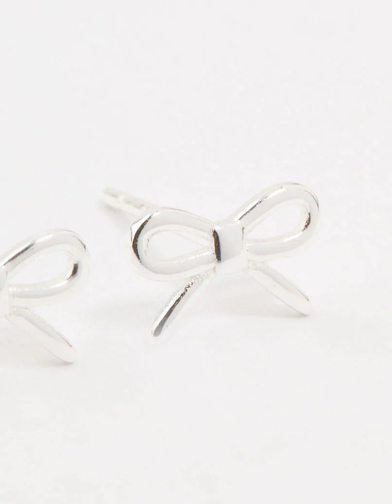Sterling Silver Cut Out Bow Stud Earrings - Image 5
