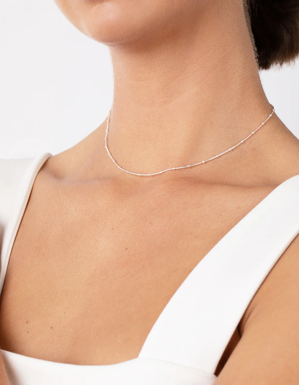 Sterling Silver Fine Ball Chain Choker - Image 3
