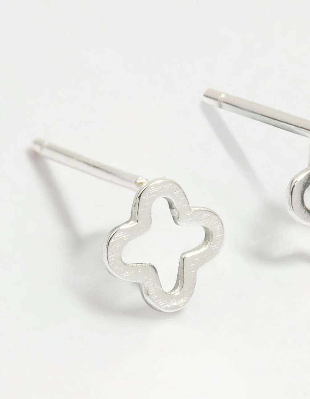 Sterling Silver Flower Outline Stud Earrings - Image 4