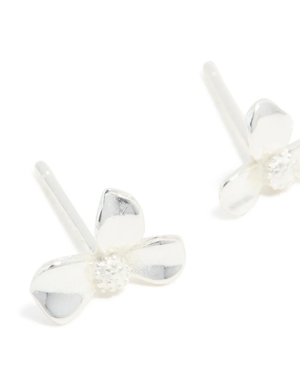 Sterling Silver Flower Petal Stud Earrings - Image 3