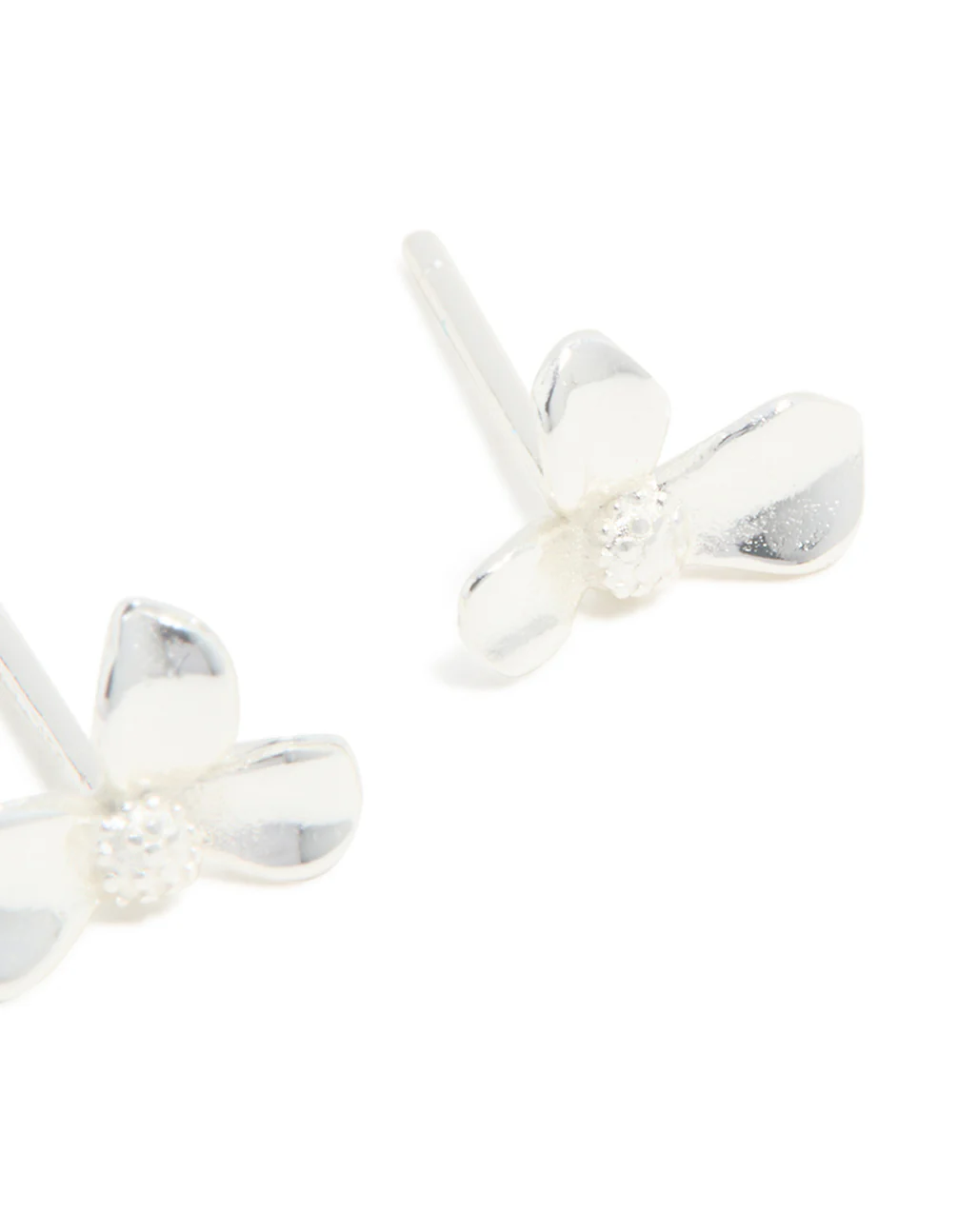Sterling Silver Flower Petal Stud Earrings - Image 4