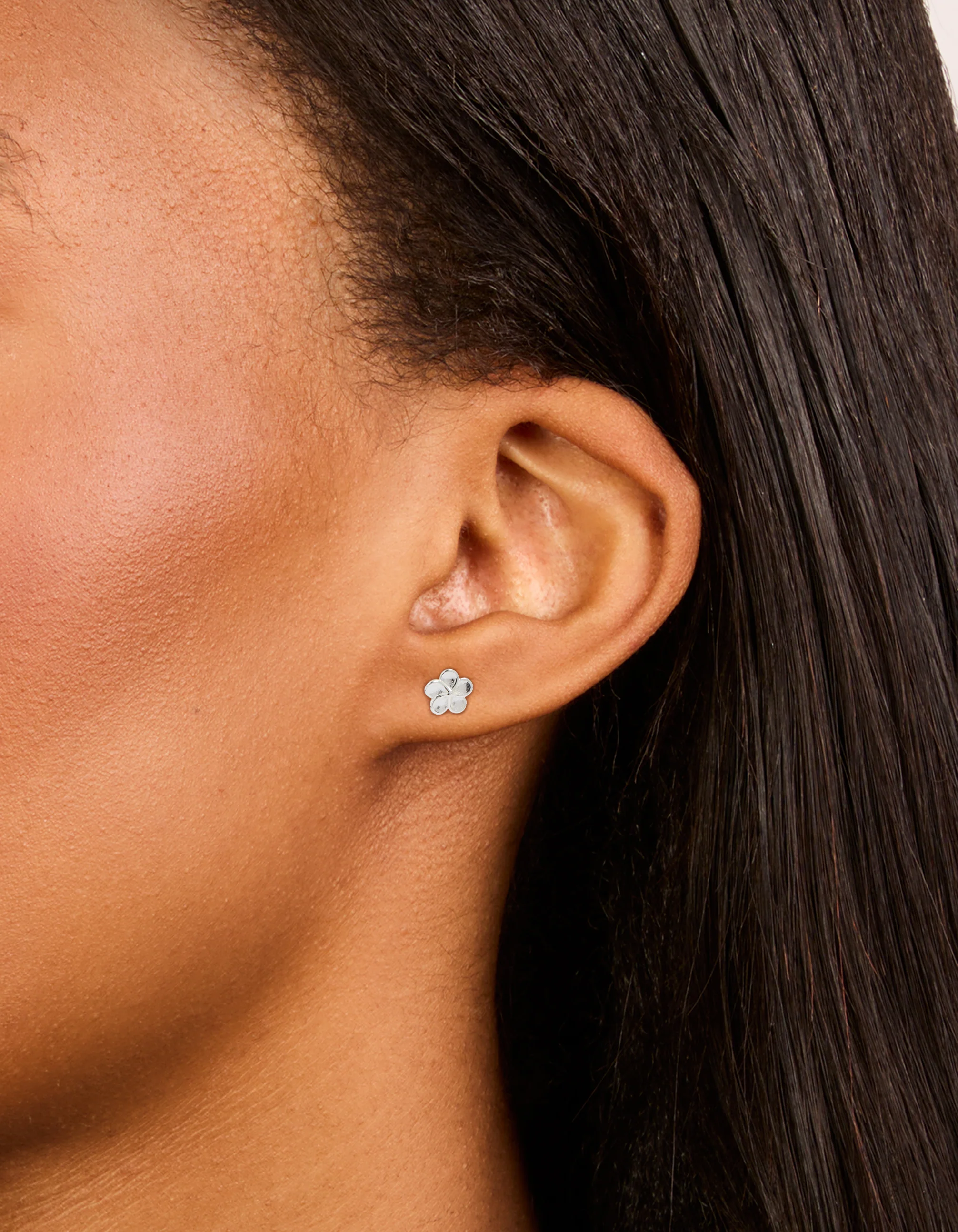 Sterling Silver Frangipani Stud Earrings - Image 2