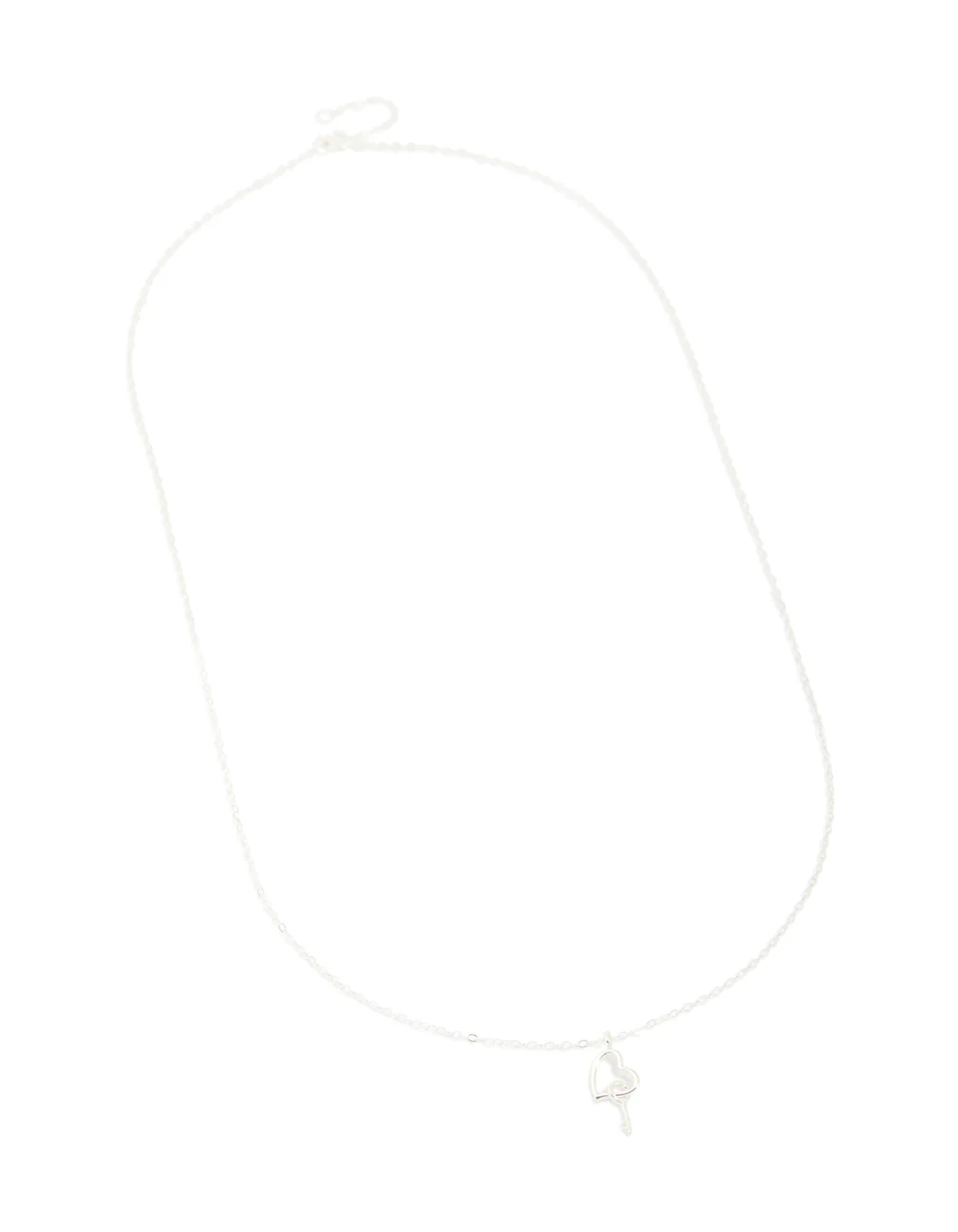 Sterling Silver Heart & Key Pendant Necklace - Image 4
