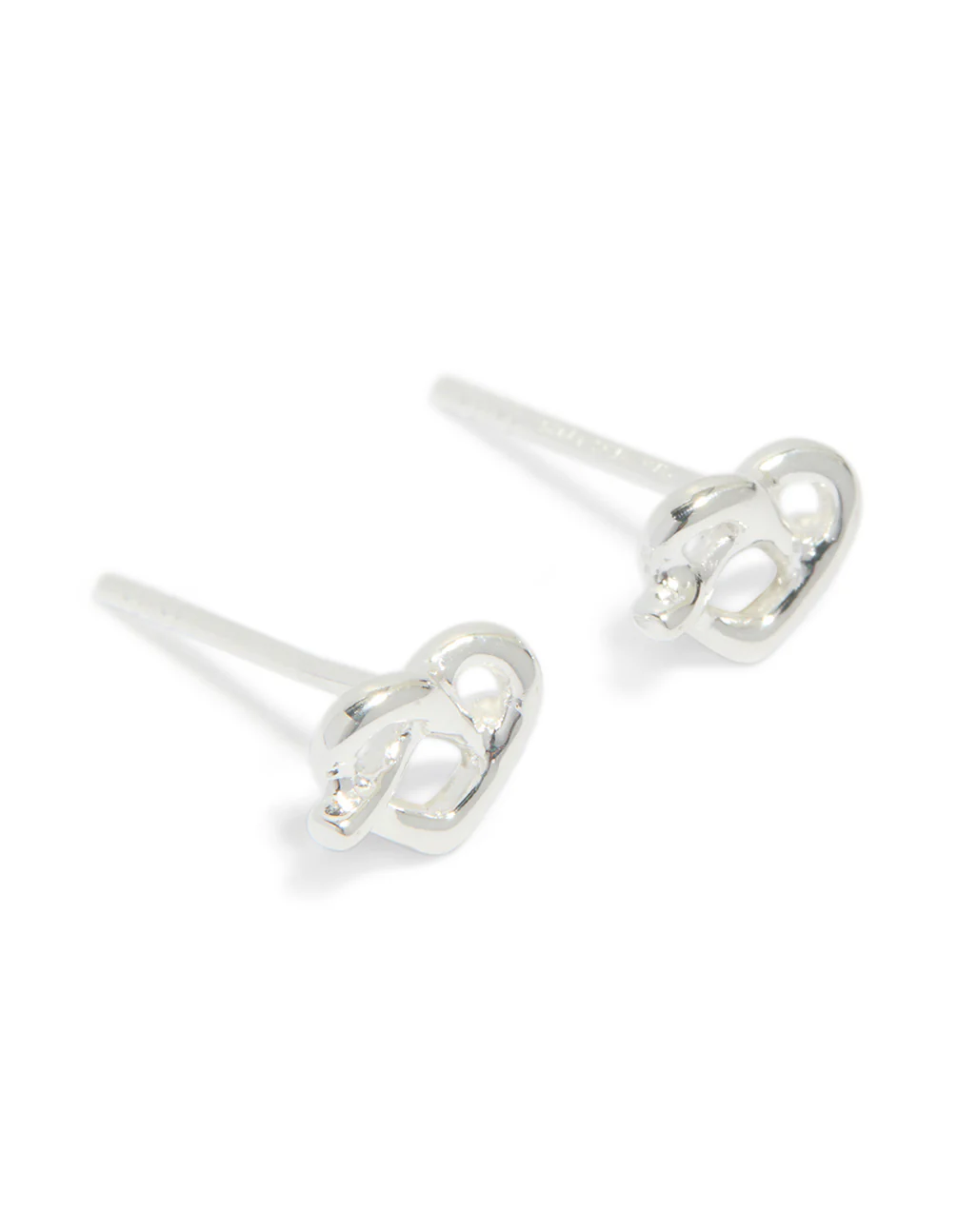 Sterling Silver Heart Knot Stud Earrings - Image 2
