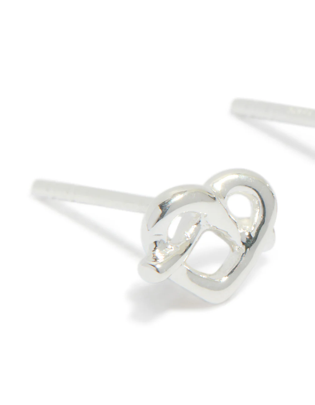 Sterling Silver Heart Knot Stud Earrings - Image 4