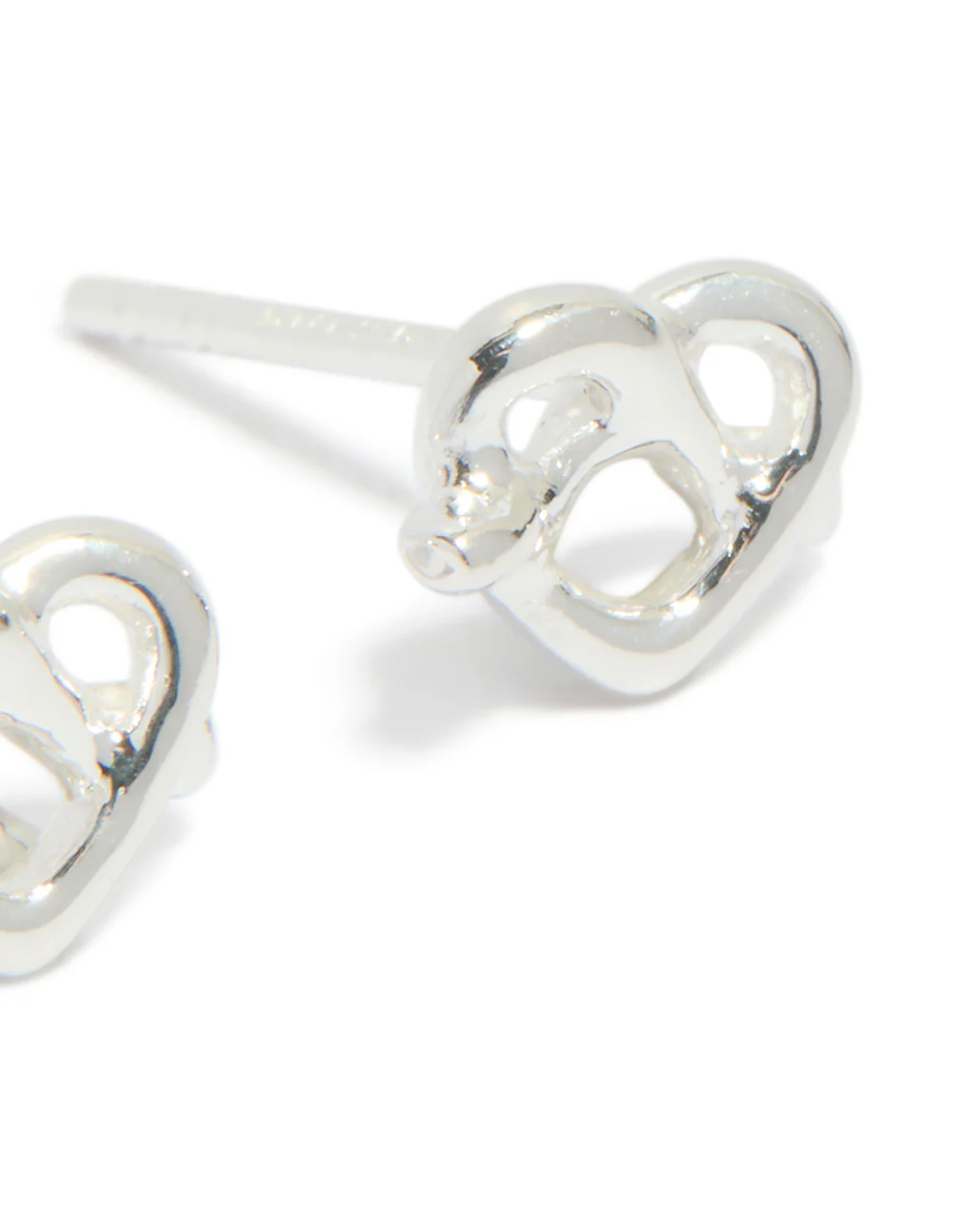 Sterling Silver Heart Knot Stud Earrings - Image 5