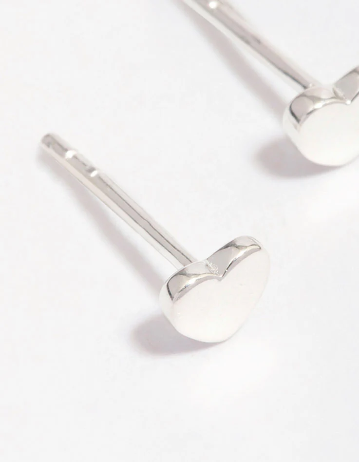 Sterling Silver Heart Stud Earrings - Image 2