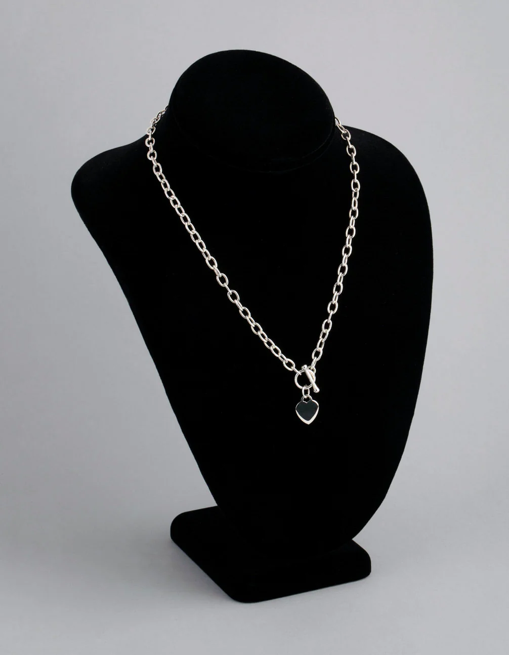 Sterling Silver Heart T&O Oval Chain Necklace - Image 2