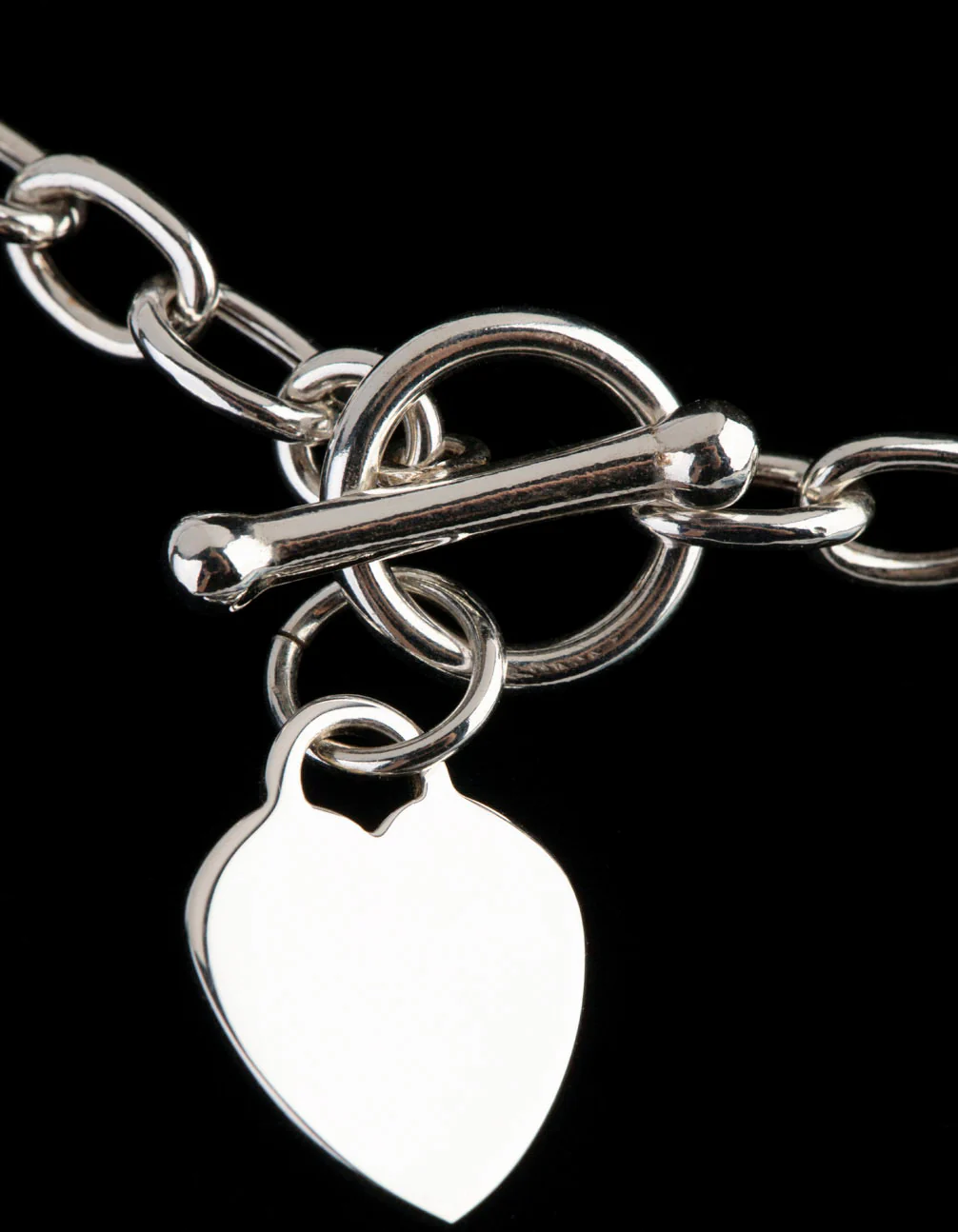 Sterling Silver Heart T&O Oval Chain Necklace - Image 3